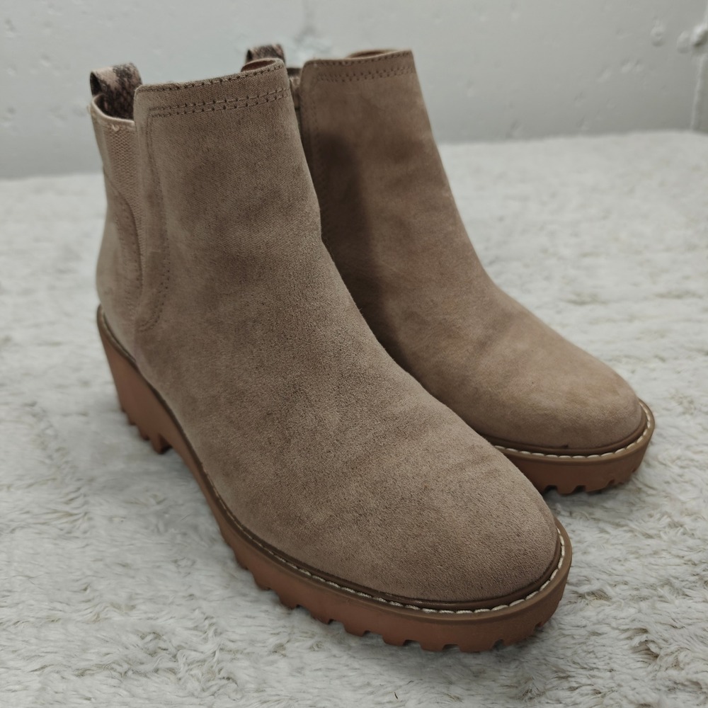 Universal Thread Womens 6.5 Taci Casual Dress Side Zip Ankle Boots‎ Light Taupe